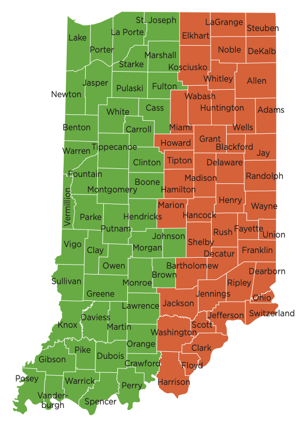 State of Indiana counties