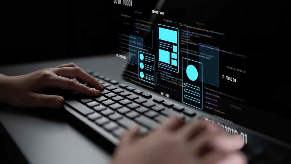 Person designing website on computer